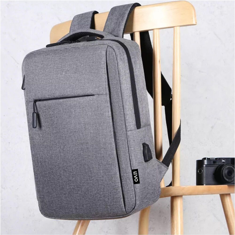 Mochila Para Notebook Con Puerto Usb 15" Gris Levo image number 6.0