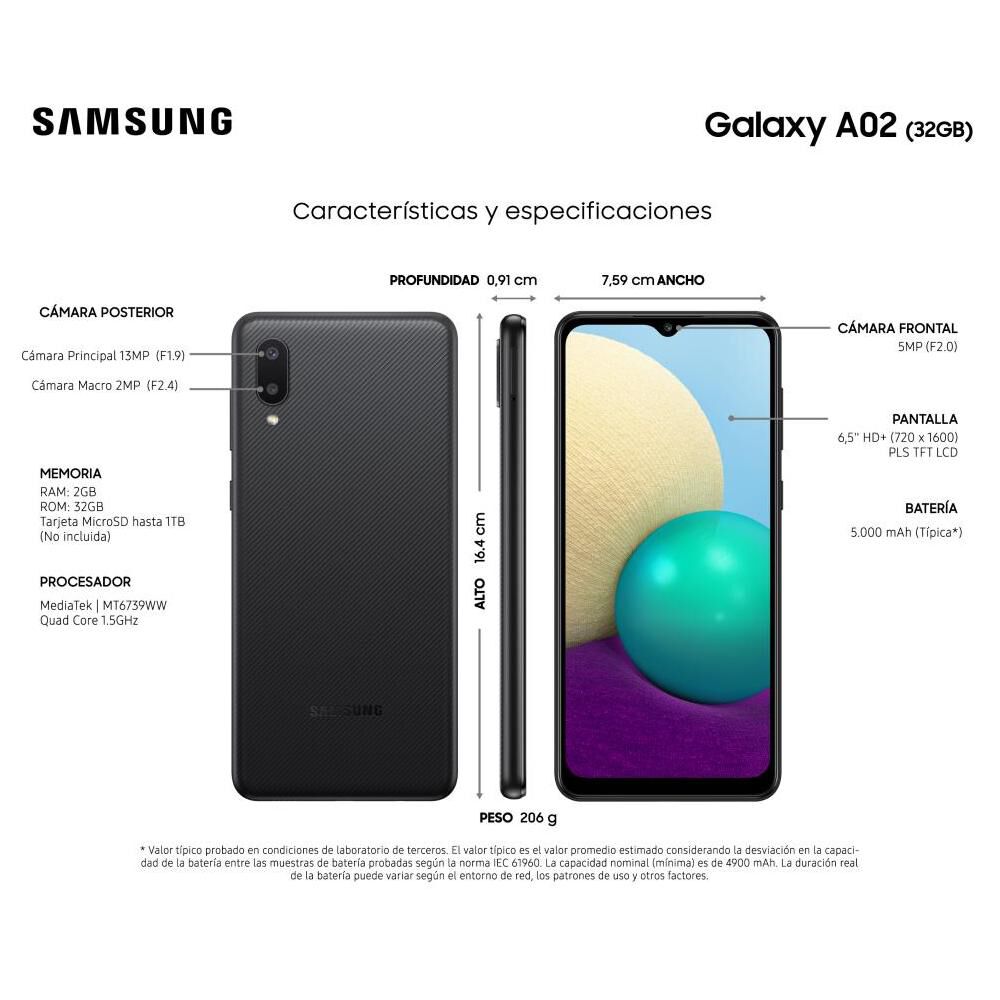 Smartphone Samsung Galaxy A02 / 32 GB / Liberado