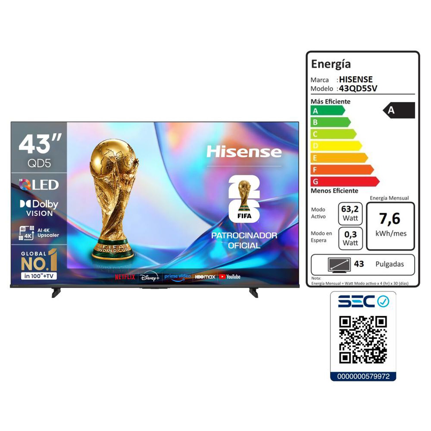 Qled 43" Hisense 43QD5SV / Ultra HD 4K / Smart TV image number 8.0