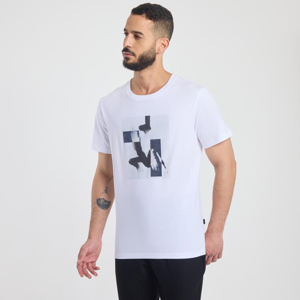 Polera Estampada Manga Corta Cuello Redondo Hombre Az Black image number 0.0