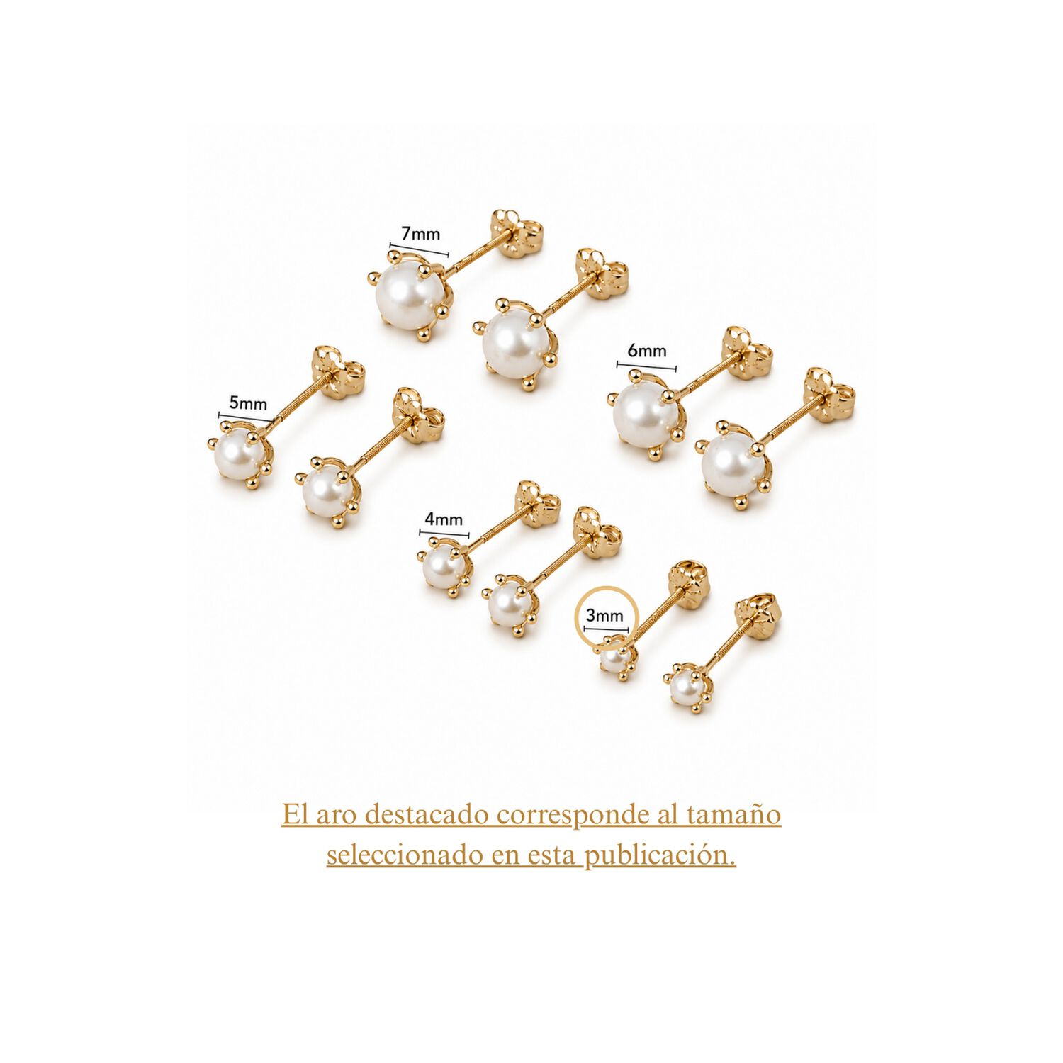 Aros Perla Cultivada Pistilo 3mm N1 Oro 18k 0.95gr Mujer Dorado image number 4.0