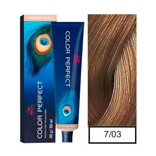 Wella - Tintura Permanente Color Perfect 7/03 Rubio Mediano Natural Dorado 60gr + Oxidante 20vol 60ml