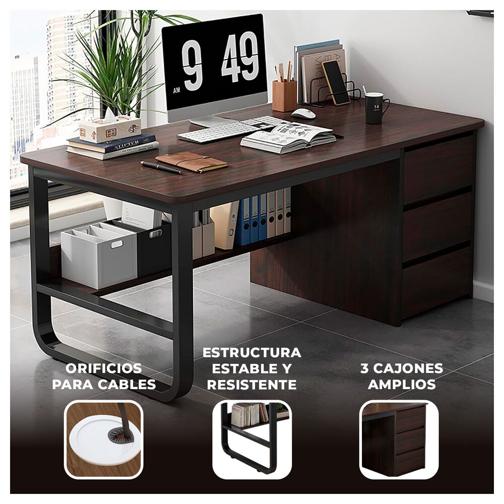 Escritorio Ejecutivo Moderno Con Cajonera Y Estanter&iacute;a Oficina Y Home Office image number 1.0