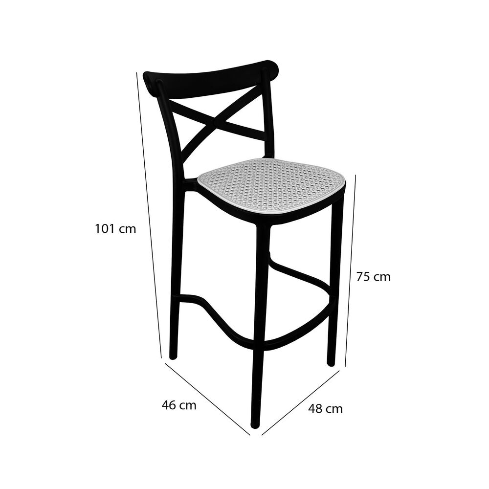 Taburete Bar Crossback Negra Asiento Beige image number 7.0