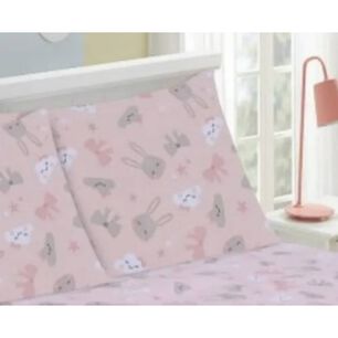 Sabanas De 1.5 Plaza Infantil De 144 Hilos. Dise&ntilde;o Conejos Rosados.