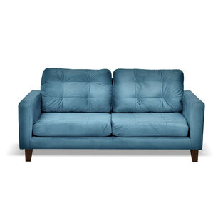 Sofa Napoles 3 Cuerpos Tela Velvet Azul Petroleo