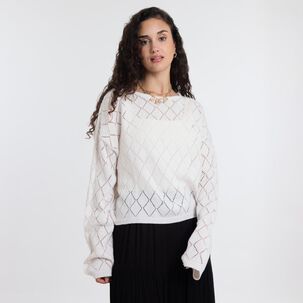 Sweater Crop Manga Larga Cuello Redondo Mujer Freedom