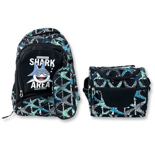 Pack Mochila Lonchera 45cm Juvenil Y Escolar Shark