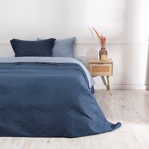 Set Quilt Liso + Sabana Liso 1.5 P Azul