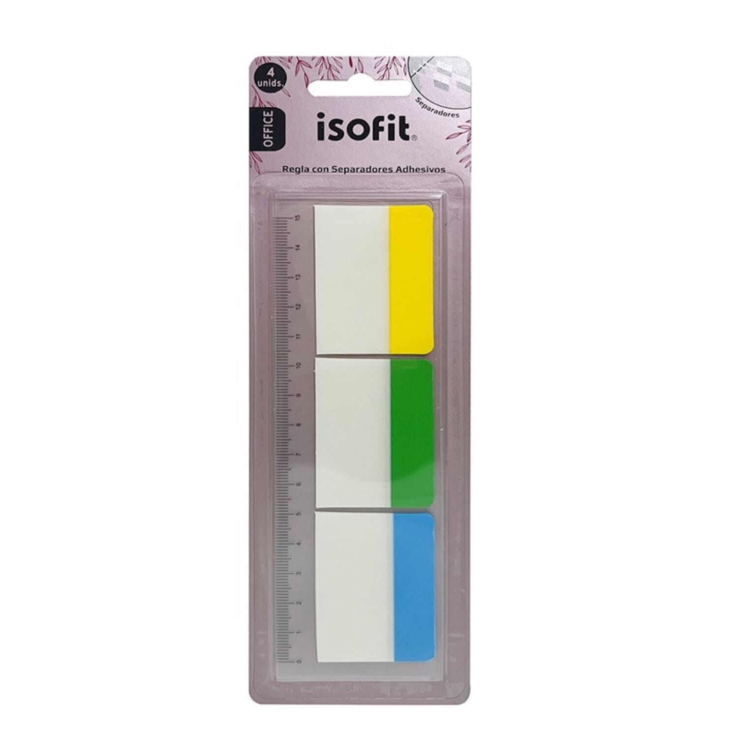 Pack X 4 Reglas Con Notas Adhesivas 3 Colores Isofit image number 1.0
