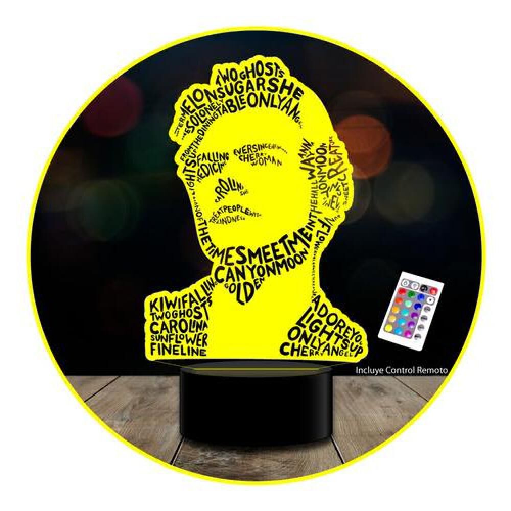 Lampara 3d Harry Styles Rostro Letras Control / Remoto Modc image number 0.0