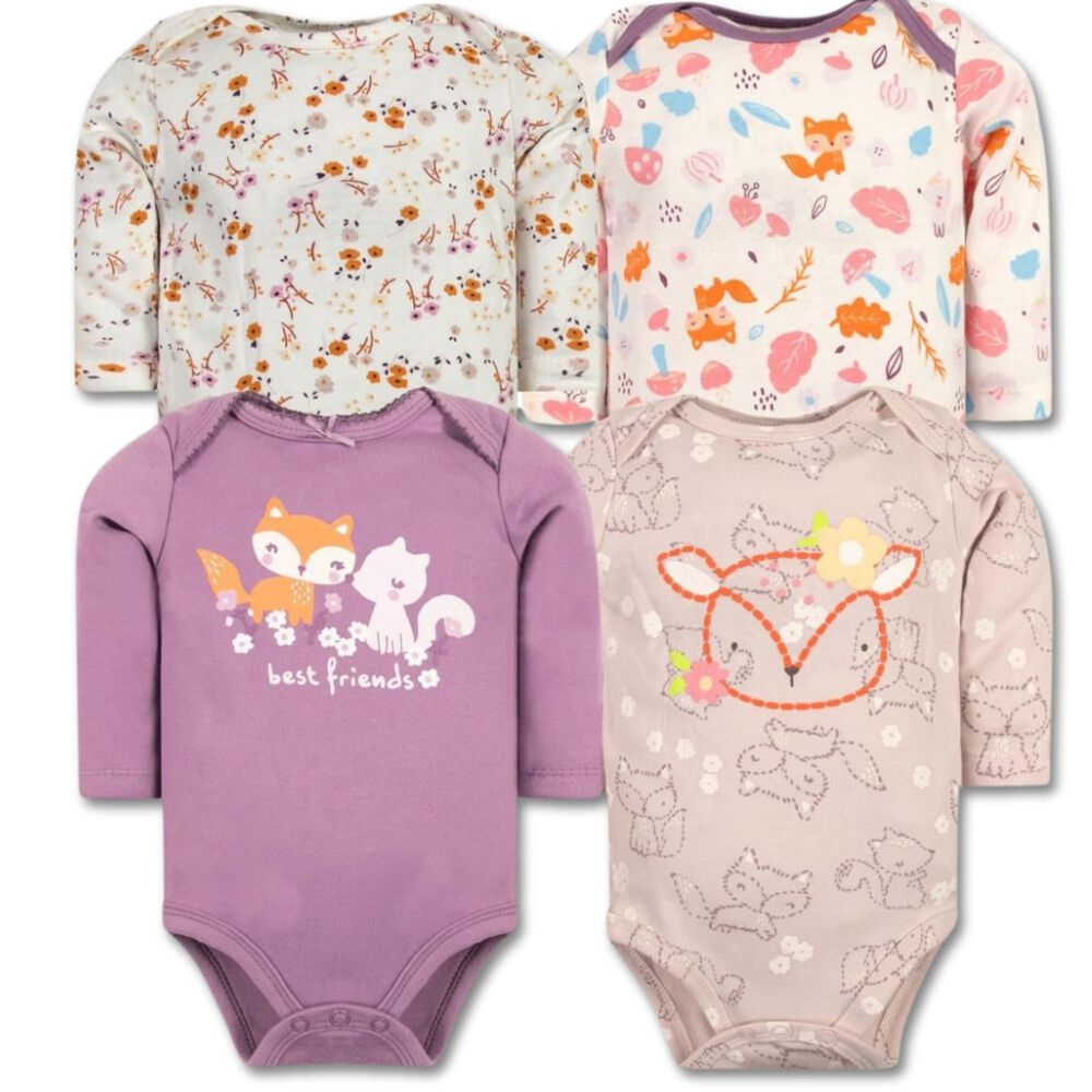 Pack 4 Bodys Niña Manga Larga Tedmimak 100% Algodón Zorritos Purple image number 0.0