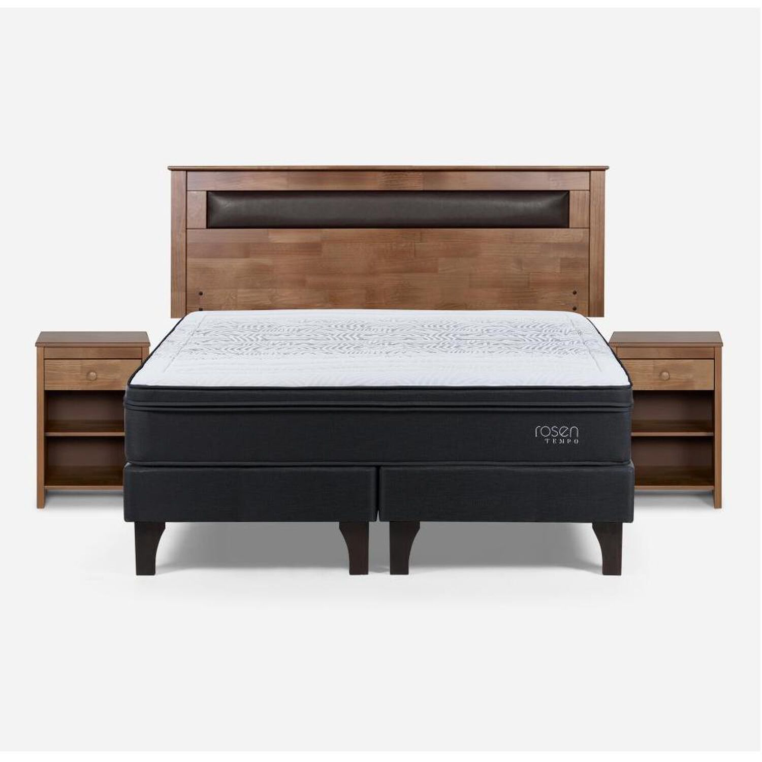 Cama Europea Rosen Tempo / 2 Plazas / Base Dividida + Set De Maderas image number 0.0