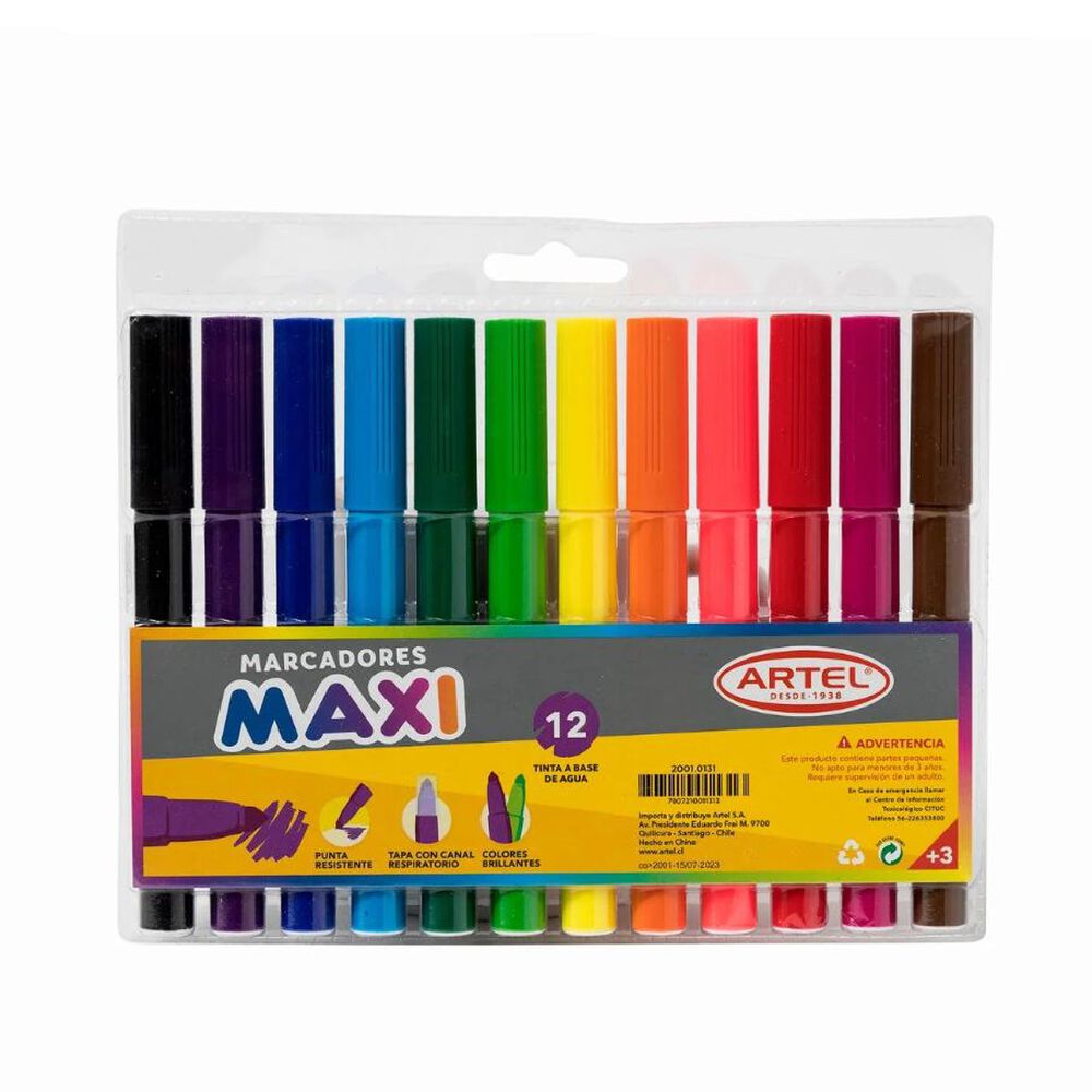 Estuche 12 Marcadores Maxi Artel image number 1.0