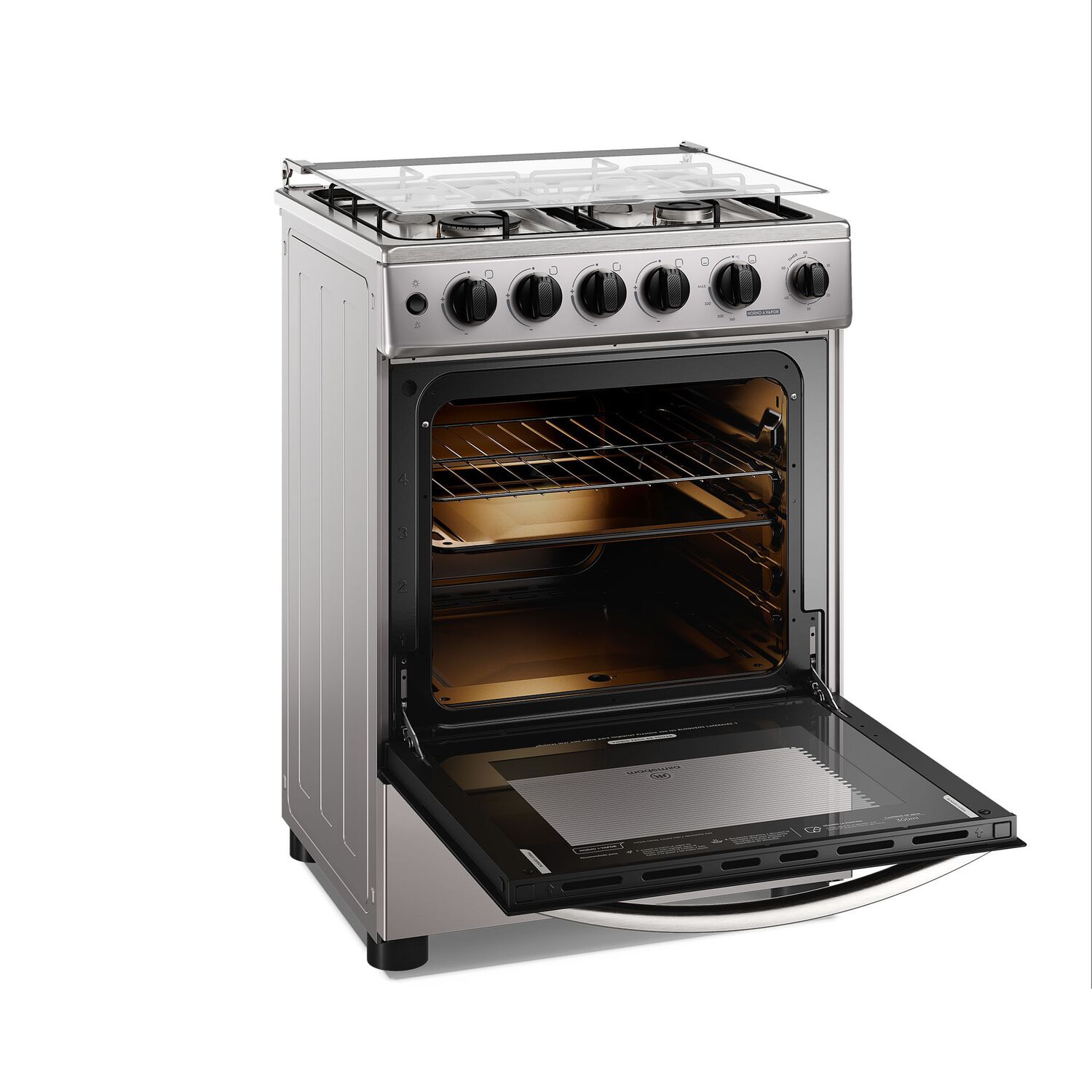 Cocina A Gas 4 Platos Horno Vapor Y Temporizador Fm4tsc Silver image number 3.0