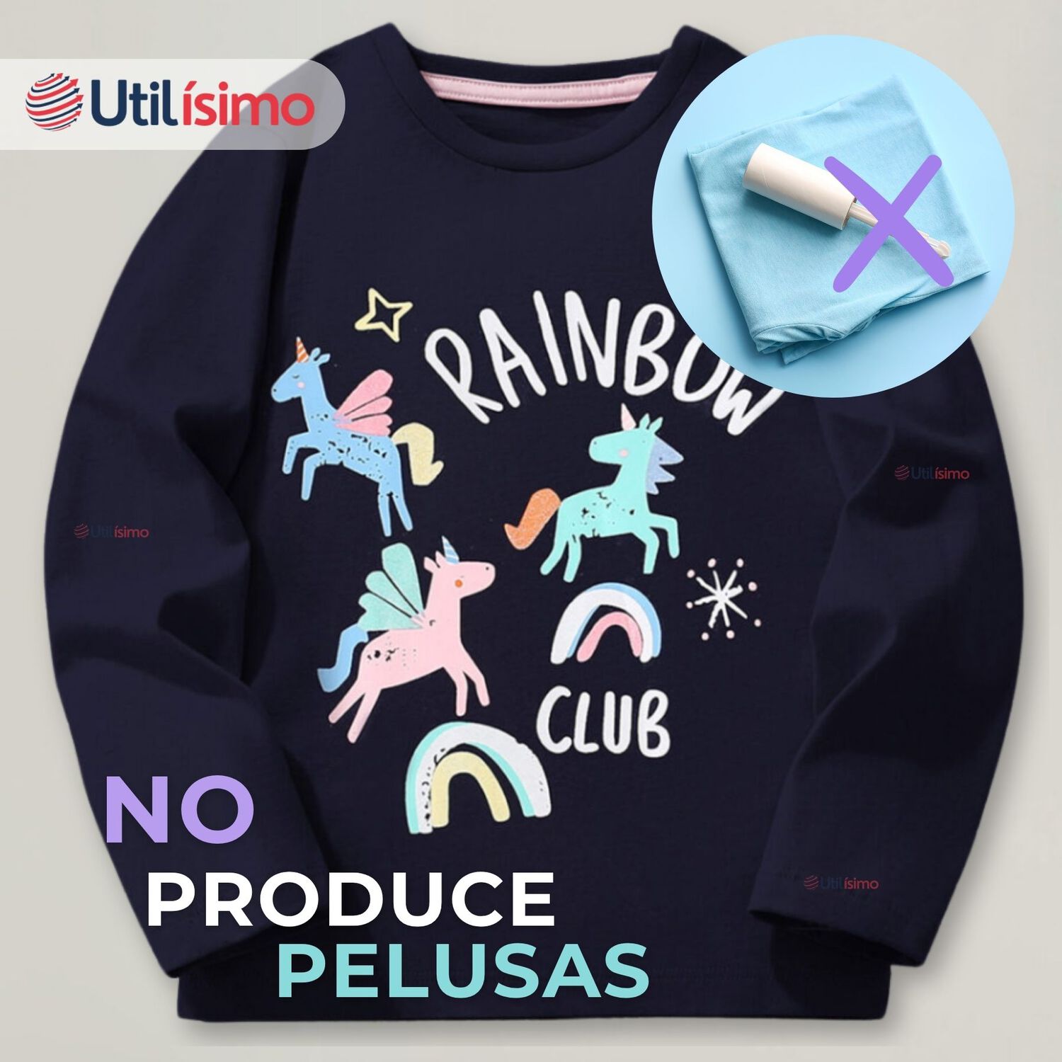 Polera Manga Larga Ni&ntilde;a 100% Algod&oacute;n Unicornios Negro Camiseta image number 9.0