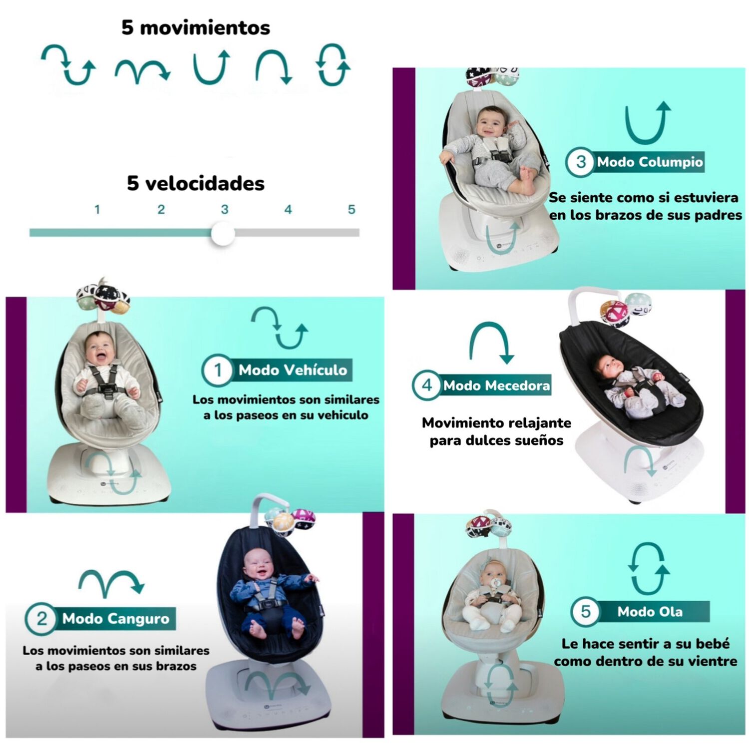 Mecedora El&eacute;ctrica Con Melod&iacute;as Bluetooth 4 Moms Lubabycas image number 2.0