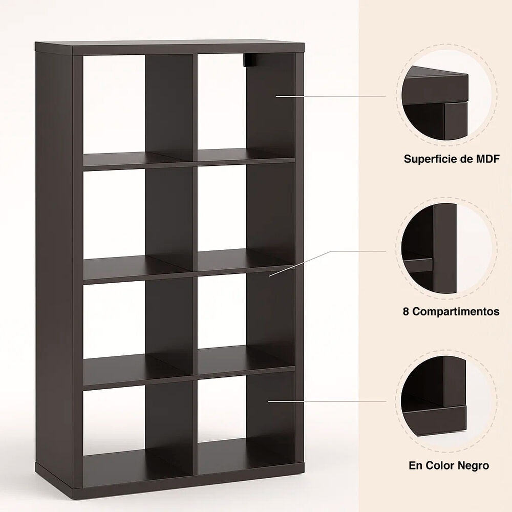 Estante Modular Zyno Con 8 Compartimentos - Negro image number 4.0
