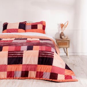 Plumon Corduroy Coral Sherpa Estampado 2 Plazas Pangui