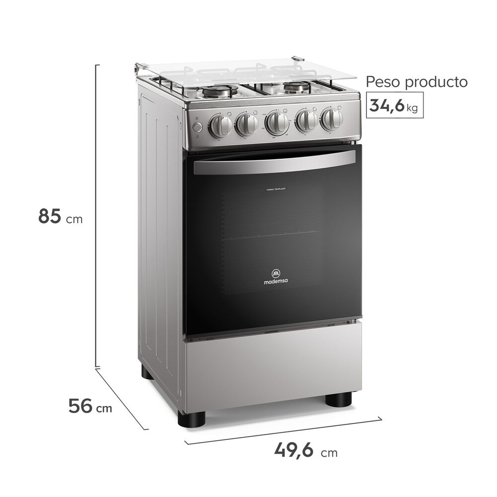 Cocina A Gas 4 Platos Limpiaf&aacute;cil Y Parrillas Alambr&oacute;n Fm4es image number 2.0
