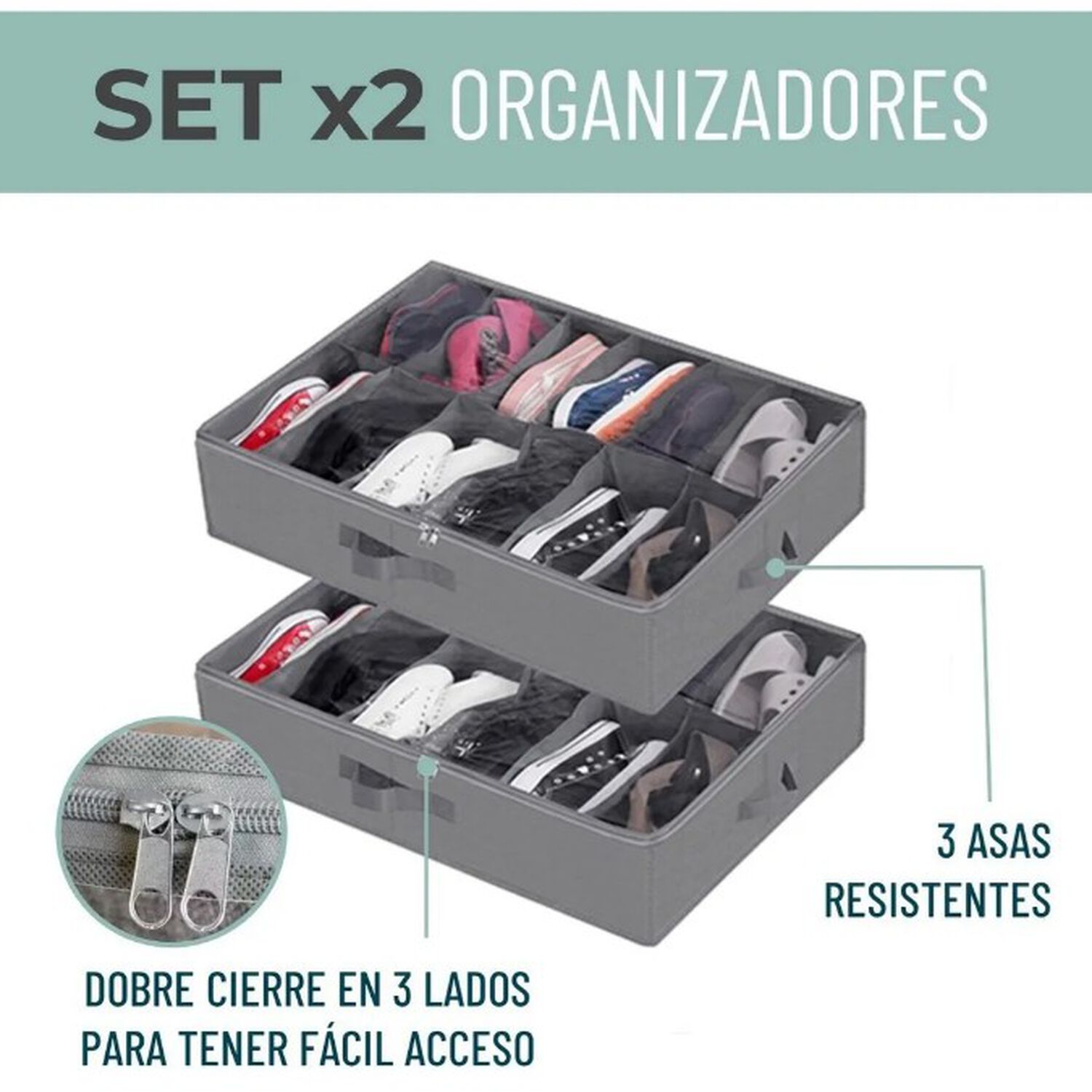 Organizador Zapatos Bajo Cama Almacenamiento Zapatero Set X2 image number 1.0