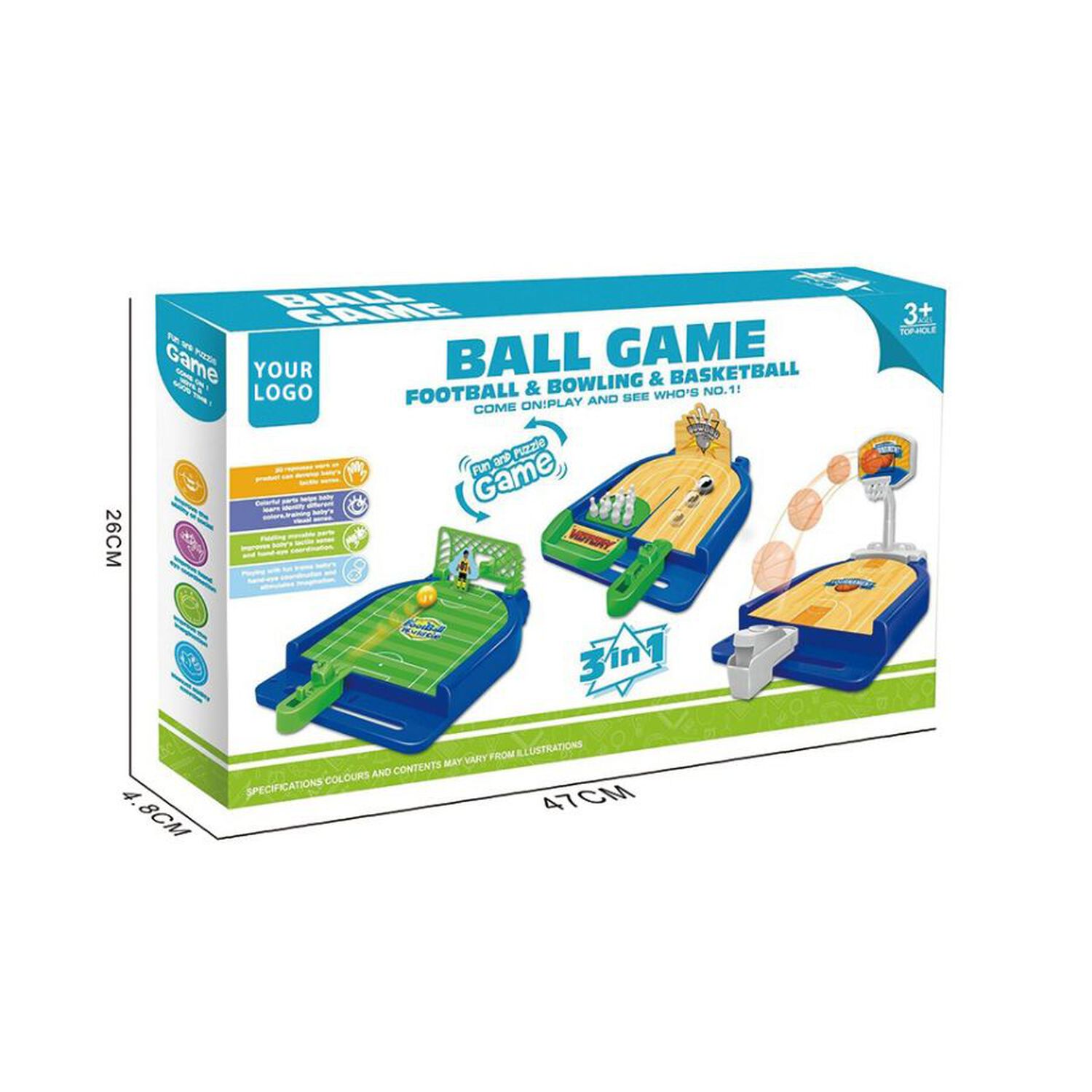 Juego De Mesa 3 En 1 Futbol Basquet Bowling Familiar image number 2.0