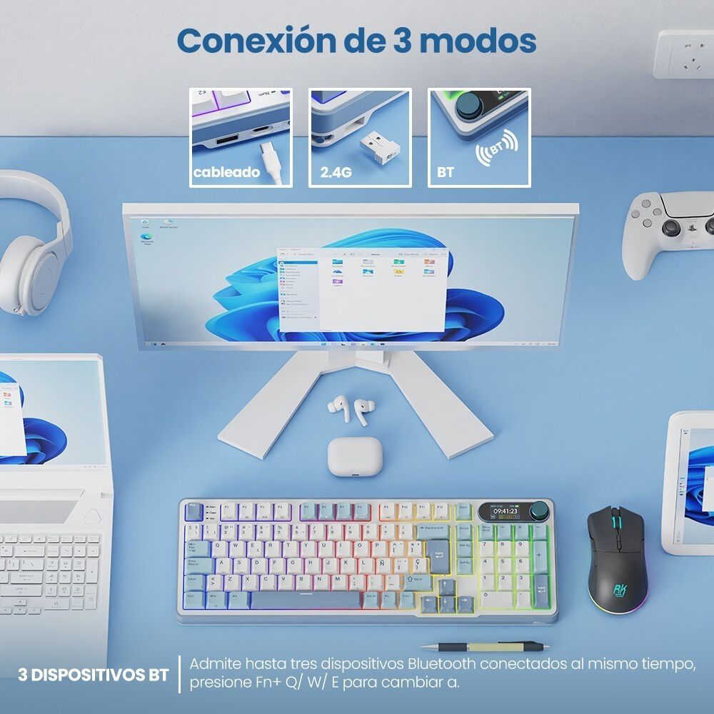 Teclado Mecánico Inalámbrico Rks98 Light Cloud Español 96% image number 4.0