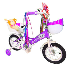 Bicicleta Aro 12 Infantil Con Peluchero Lila Fnsx