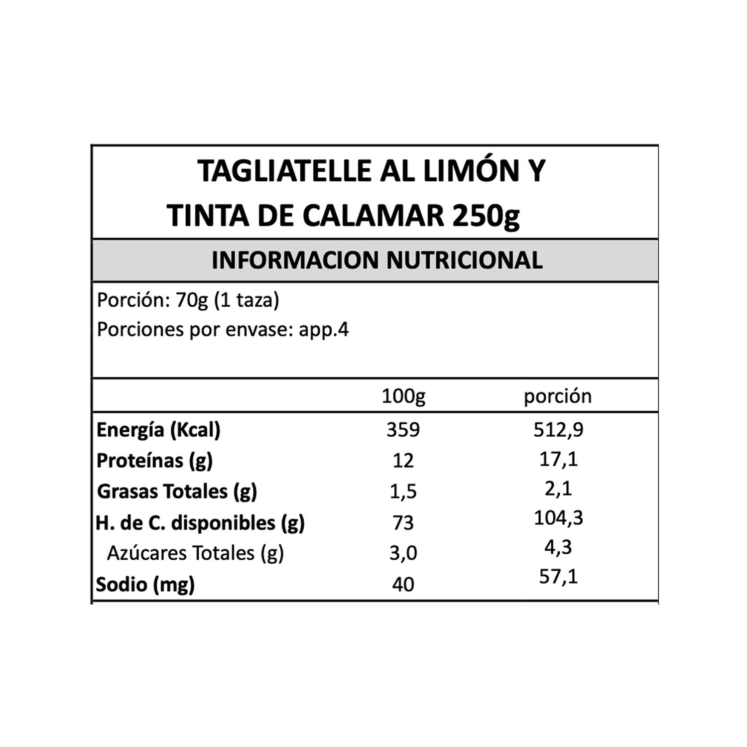 Pr Gran Cucina Tagliatelle Lim&oacute;n Y Tinta Calamar 1 X 250 Gr image number 4.0