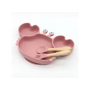 Plato De Silicona Para Bebes 23x15cm Rosado Infantil