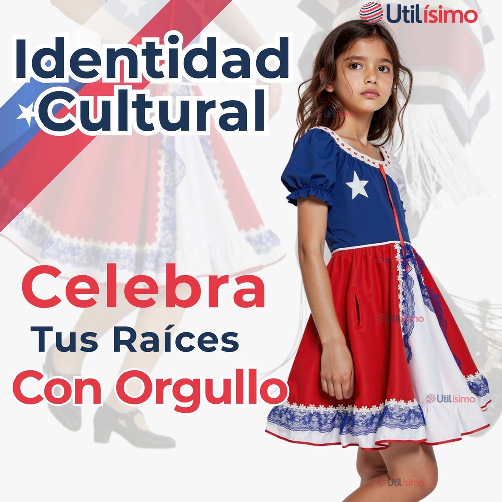 Vestido Huasa Chinita Niña Fiestas Patrias Bandera Chilena image number 4.0