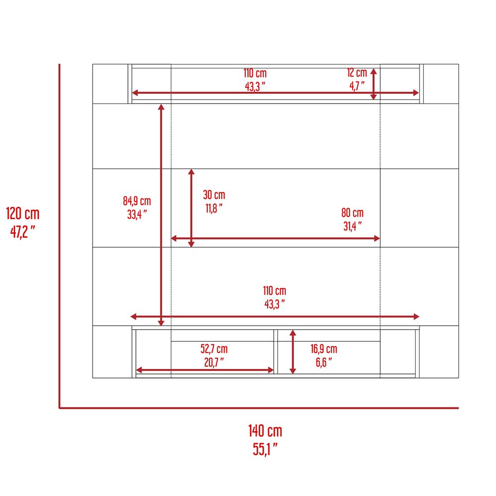 Panel Tv 65" Fm 120x140x31,5 Cm Café Claro Y Gris image number 4.0
