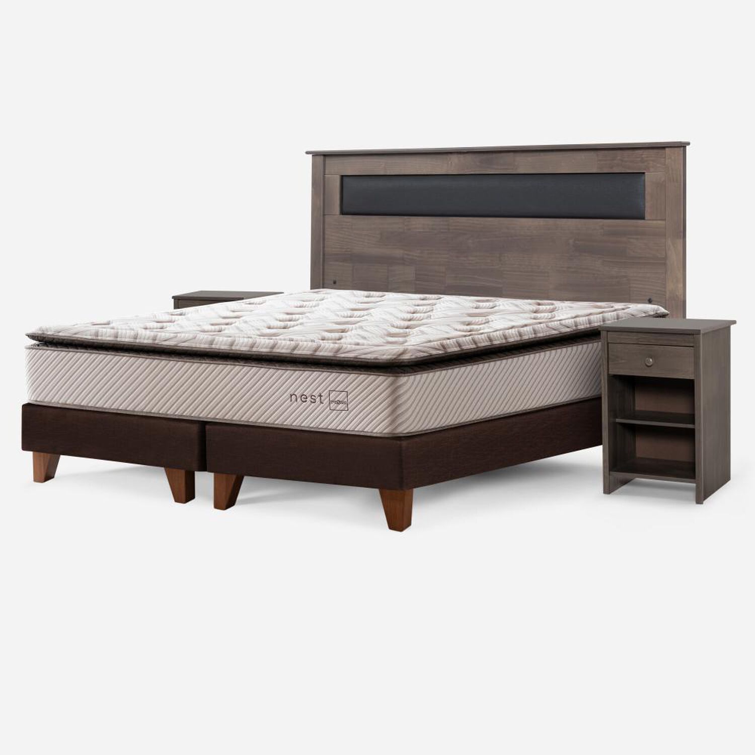 Cama Europea Rosen Nest / 2 Plazas / Base Dividida + Set De Maderas image number 1.0