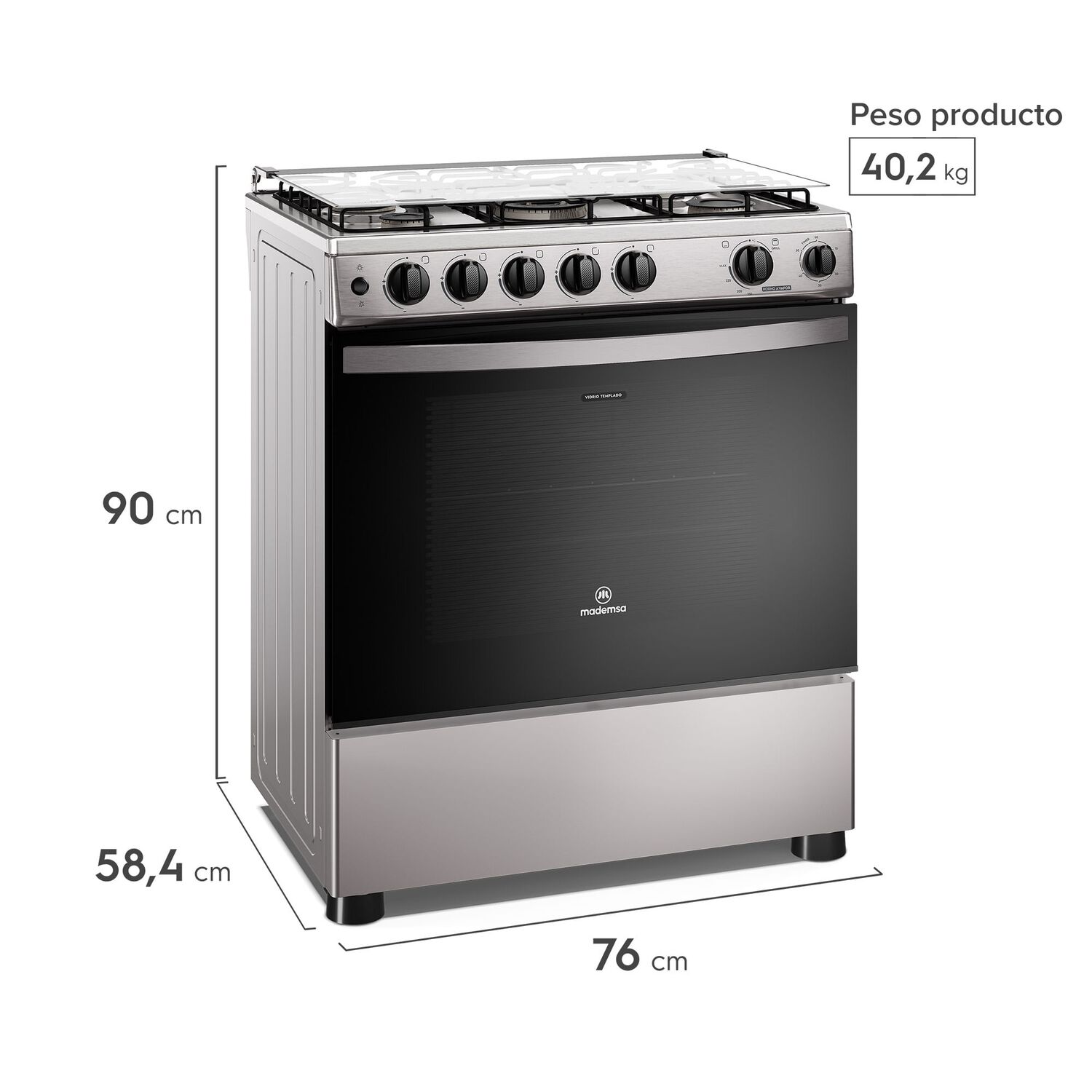 Cocina A Gas 5 Platos Horno Vapor Y Triple Llama Fm5ssc Inox image number 3.0