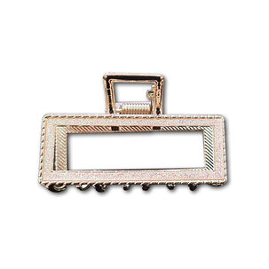 Traba Metálica Garra Rectangular Brillo Para Cabello Rosado Tornasol