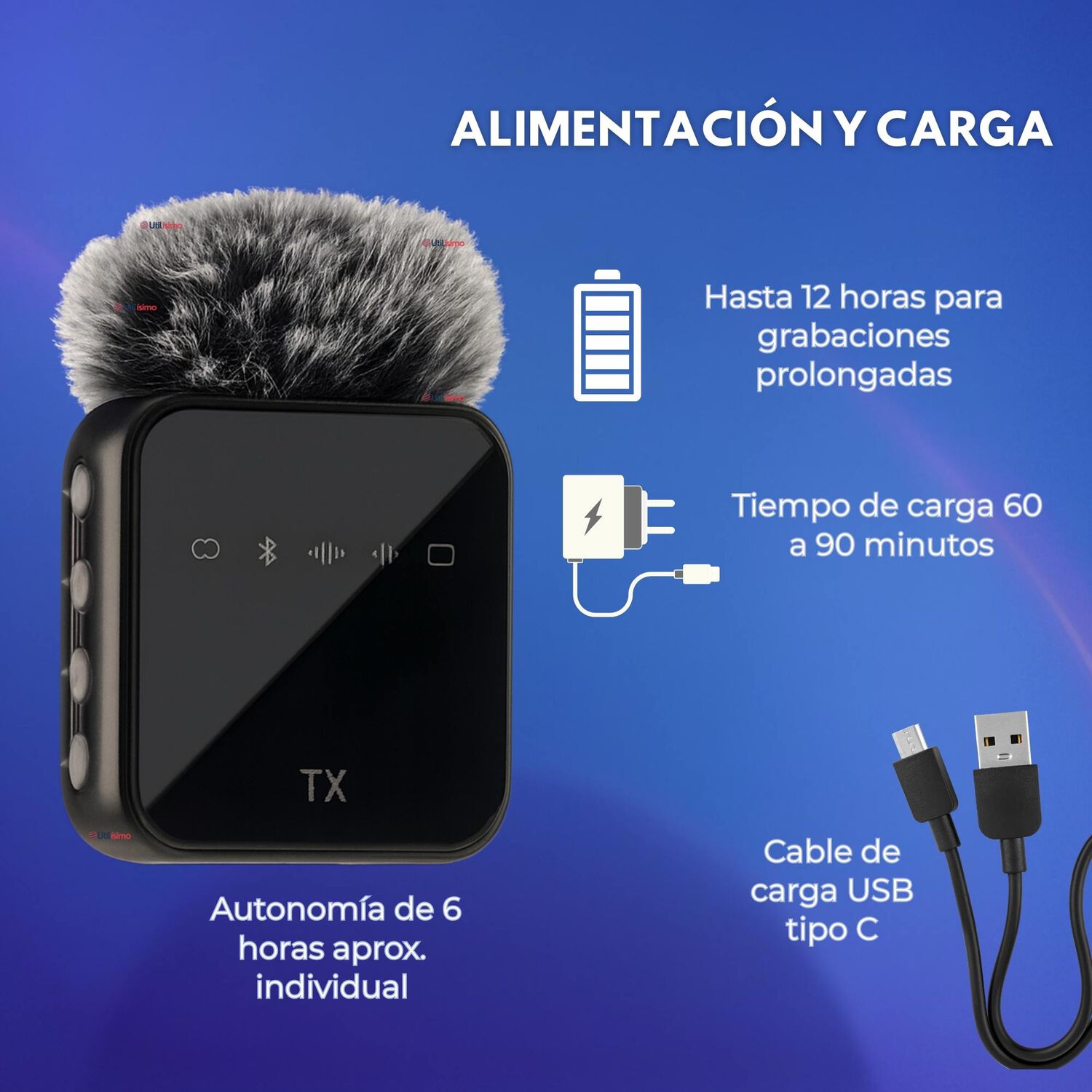 Pack 2 Micr&oacute;fonos Inal&aacute;mbrico 3 En 1 Para Celular Iphone Android Profesional Lavalier image number 5.0