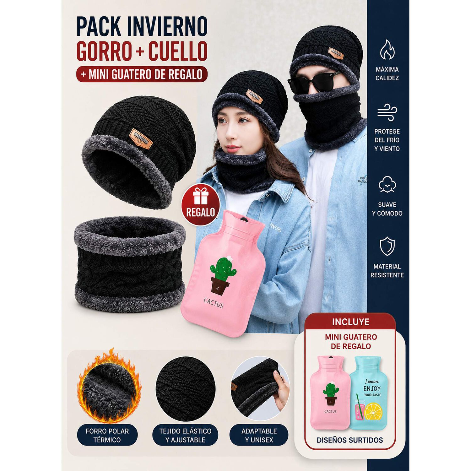 Pack Gorro Y Cuello Polar + Guatero Invierno Unisex image number 15.0