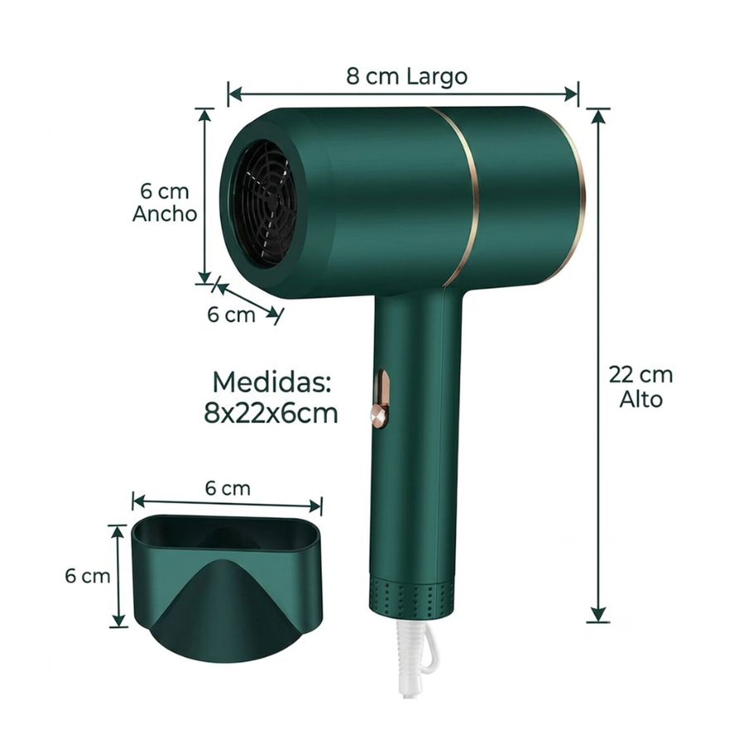 Secador De Pelo Mini Plegable Port&aacute;til Viaje Verde image number 1.0