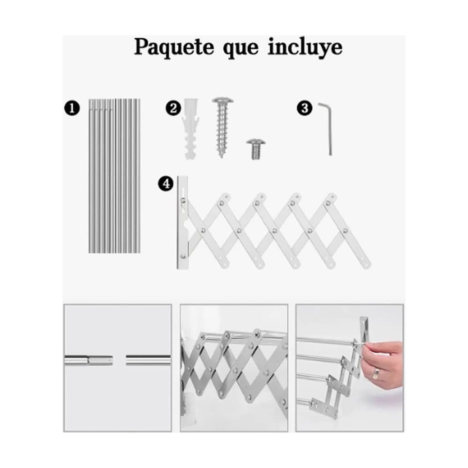 Toallero De Ba&ntilde;o Retr&aacute;ctil De Acero Inoxidable 5 Polos 80cm image number 2.0