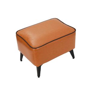 Taburete Reposapi&eacute;s Otomano Rectangular Eco Cuero Caramelo