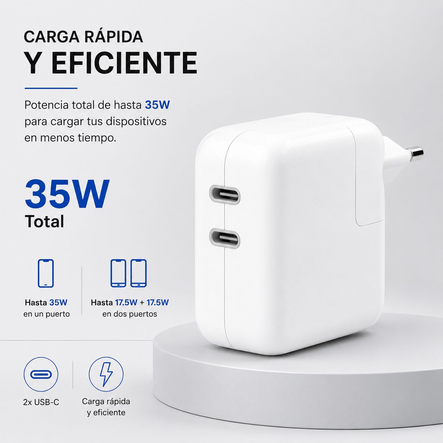 Adaptador Usb-c Doble Puerto 35w Compatible Iphone Ipad image number 1.0