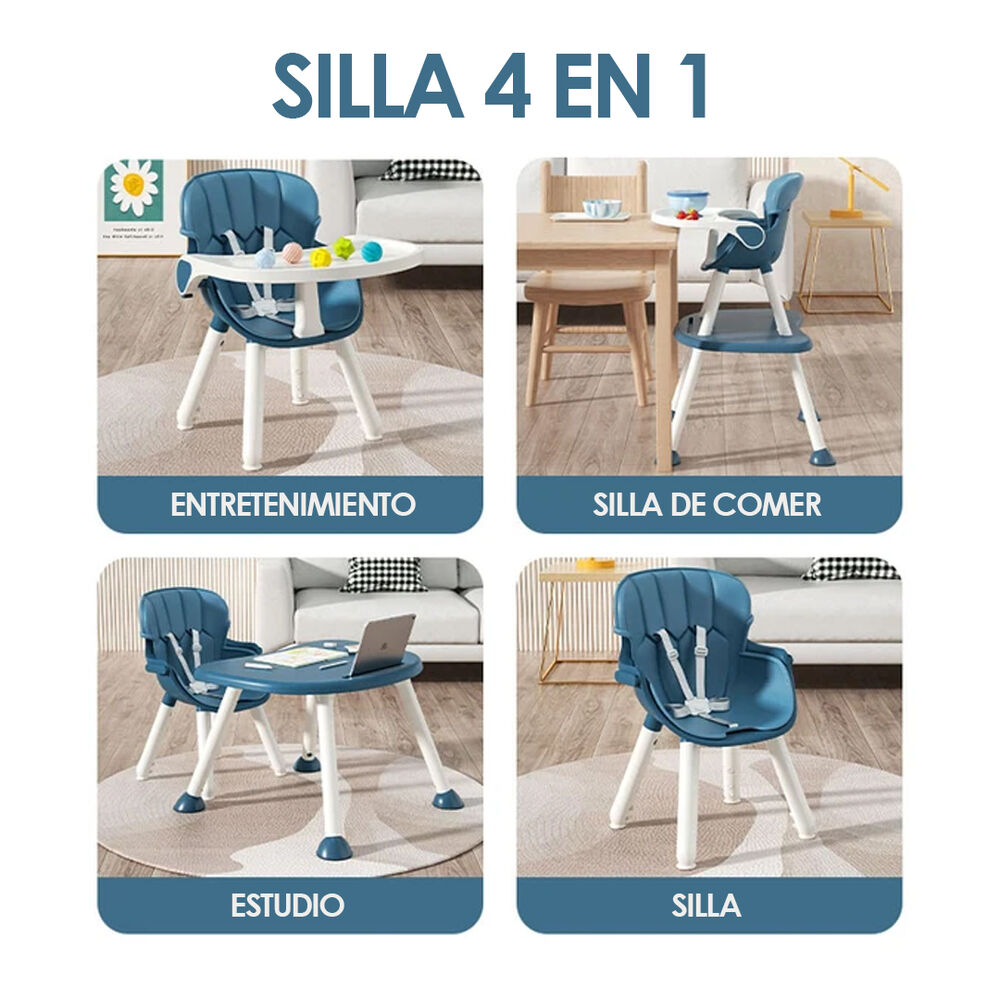 Silla De Comer Multi Etapas 4 En 1 Azul Babymine image number 1.0