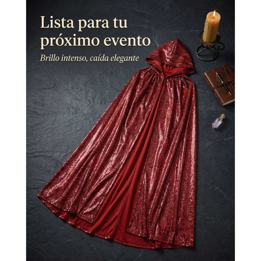 Capa Glitter Brillante Con Capucha Para Cosplay Y Disfraz image number 9.0