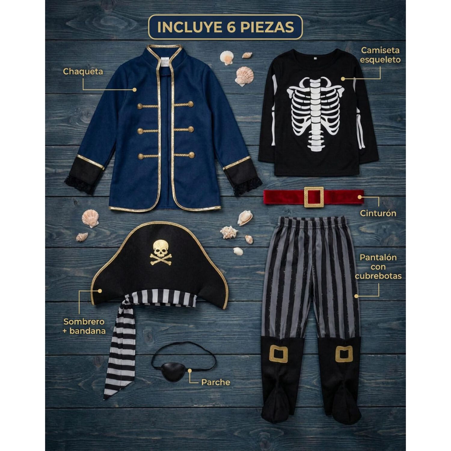 Disfraz Cosplay Pirata Corsario Piratas Infantiles Todos Ni&ntilde;o image number 83.0