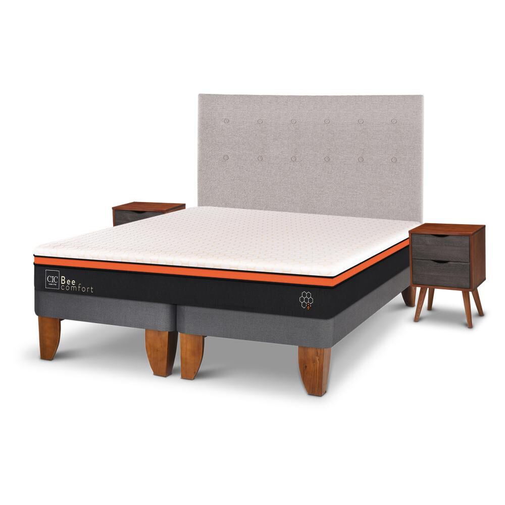 Cama Europea Cic Bee Comfort / 2 Plazas / Base Dividida + Set De Maderas image number 1.0