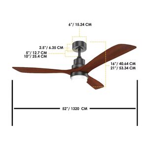 Ventilador De Techo 3 Aspas Madera Y Luz Led