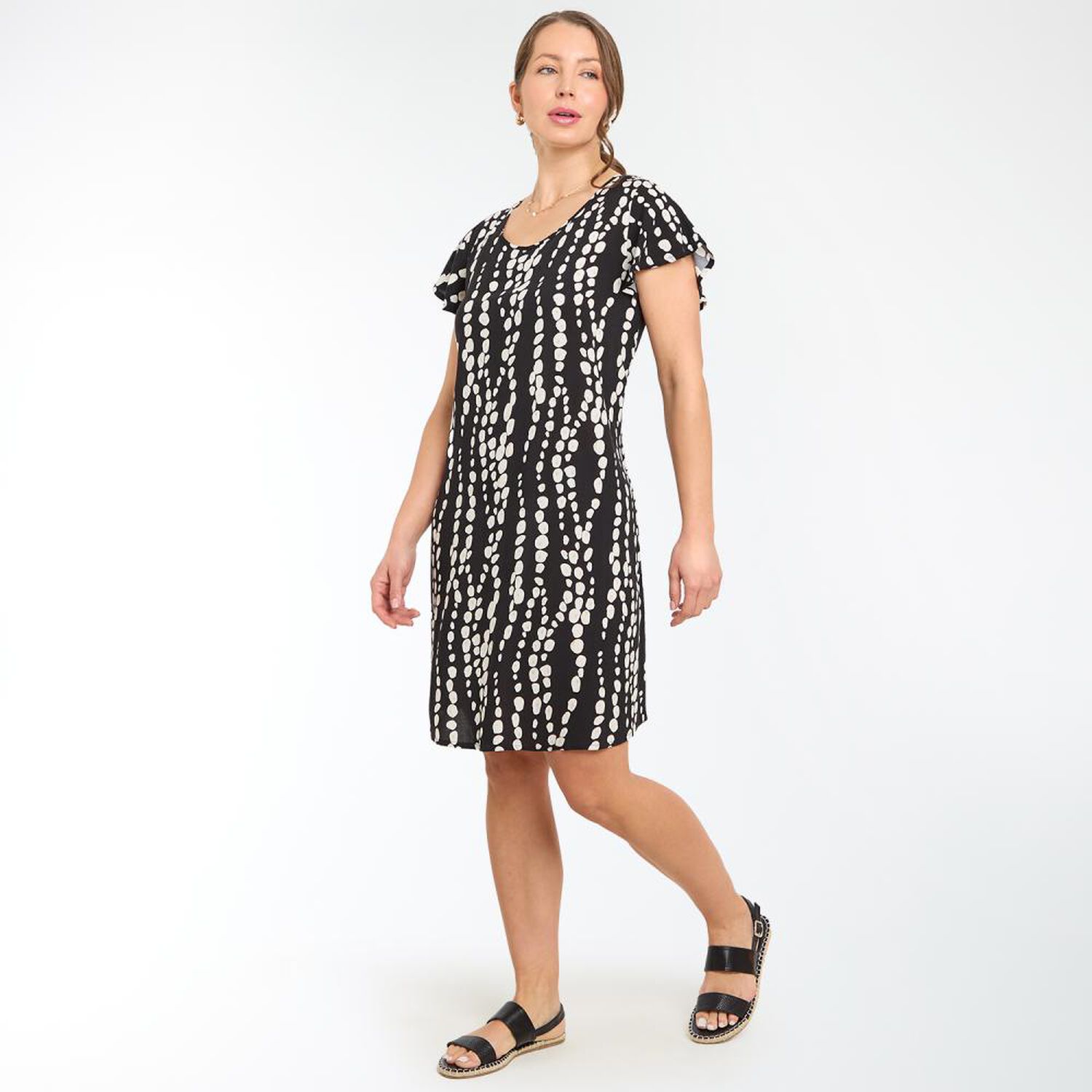 Vestido Corto Lazo En Espalda Sin Mangas Con Vuelos Mujer Geeps image number 2.0