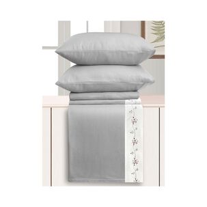 Sabana Andes Polar Bordado Flor Gris King