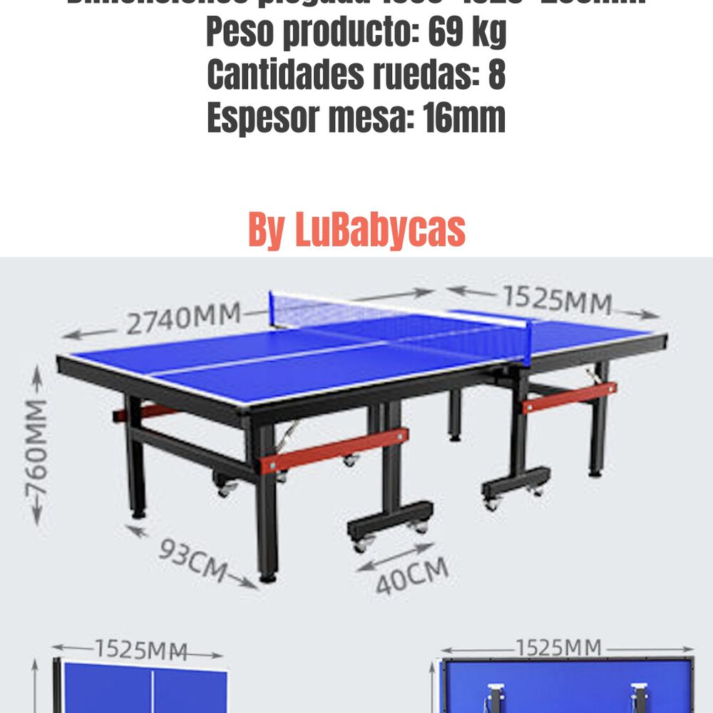 Mesa De Ping Pong Profesional Plegable Accesorios Lubabycas image number 7.0