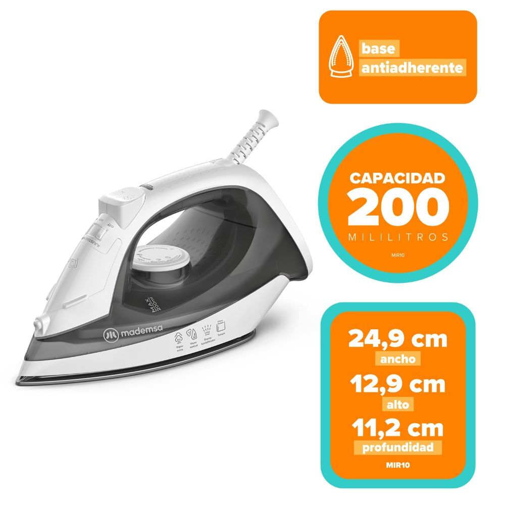 Plancha Con Base Antiadherente Con Vapor Vertical Mir10 image number 1.0